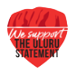 The image shows a red heart-shaped logo with text inside that reads "We support the Uluru Statement."